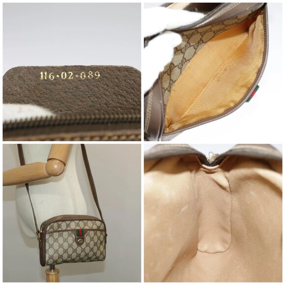 GUCCI GG Supreme Web Sherry Line Shoulder Bag PVC Beige - Picture 15 of 15